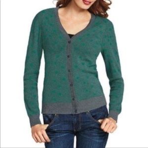 Teal and Gray Subtle Diamond Patterned Cardigan*